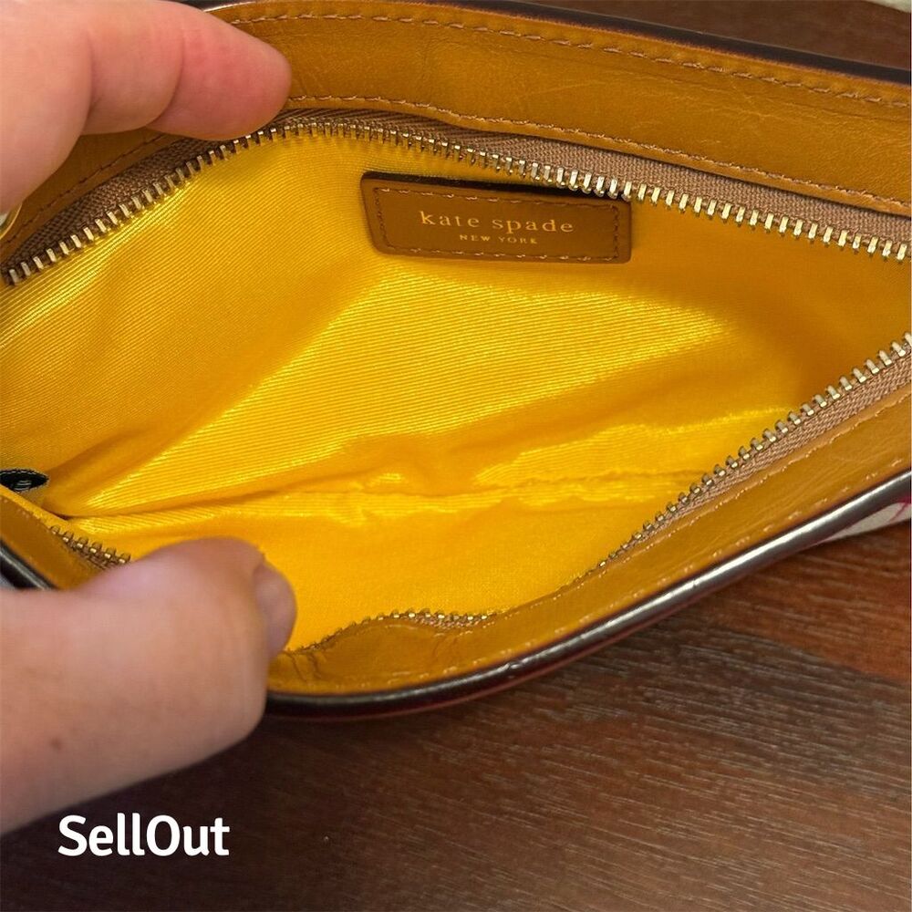 New Kate Spade Floral Wristlet Clutch Pink Red Gold Accents Women's Bag - Picture 5 of 5